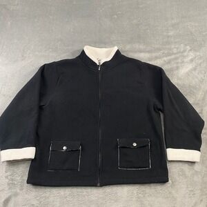 National Fleece Lined Full Zip Jacket Black Sherpa Collar Cuff XL Chore Barn